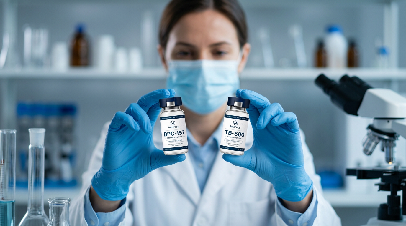 Laboratory research vials on a work surface